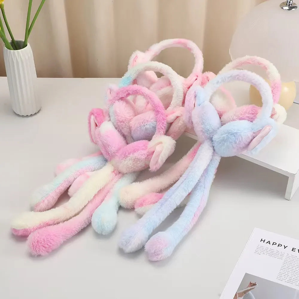 Raaziq Mall® Cute Plush Bunny Ear Muffs with Moving Ears || Cozy Winter Wear
