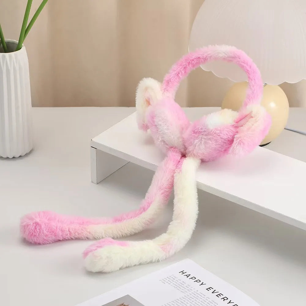 Raaziq Mall® Cute Plush Bunny Ear Muffs with Moving Ears || Cozy Winter Wear