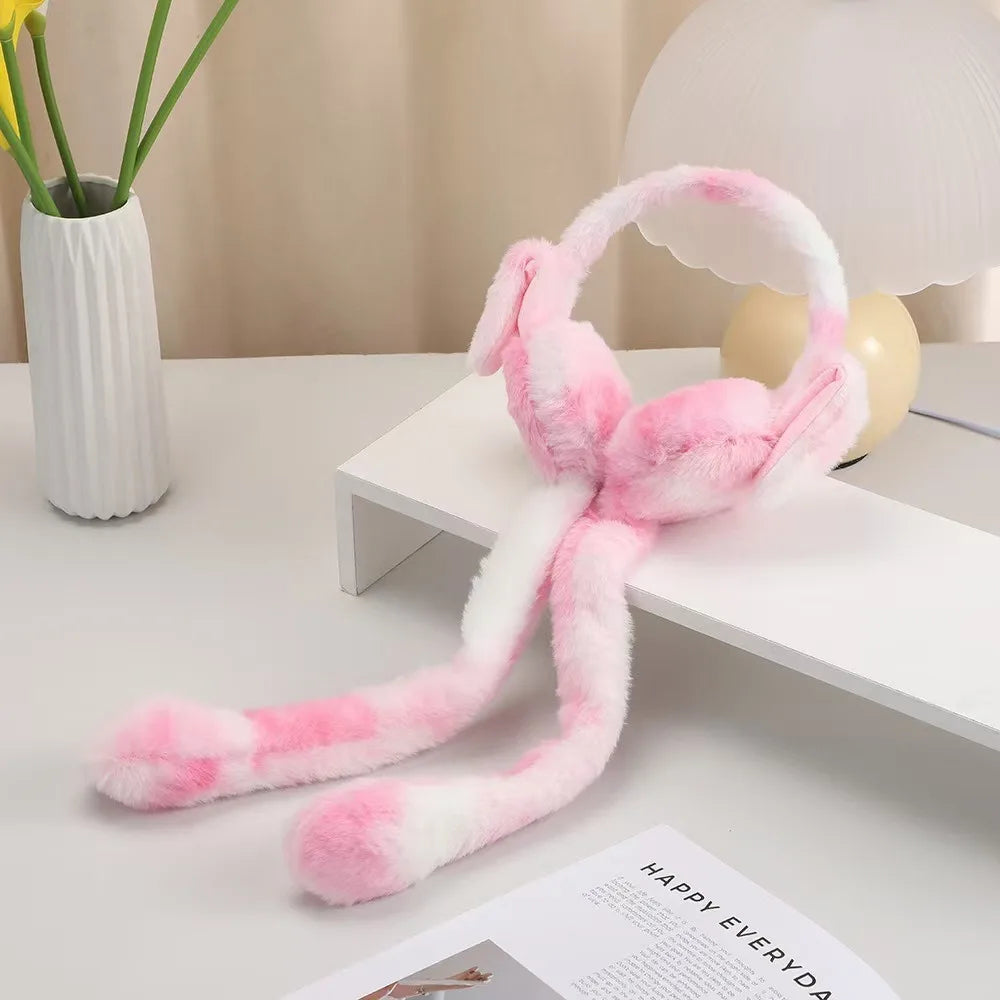 Raaziq Mall® Cute Plush Bunny Ear Muffs with Moving Ears || Cozy Winter Wear